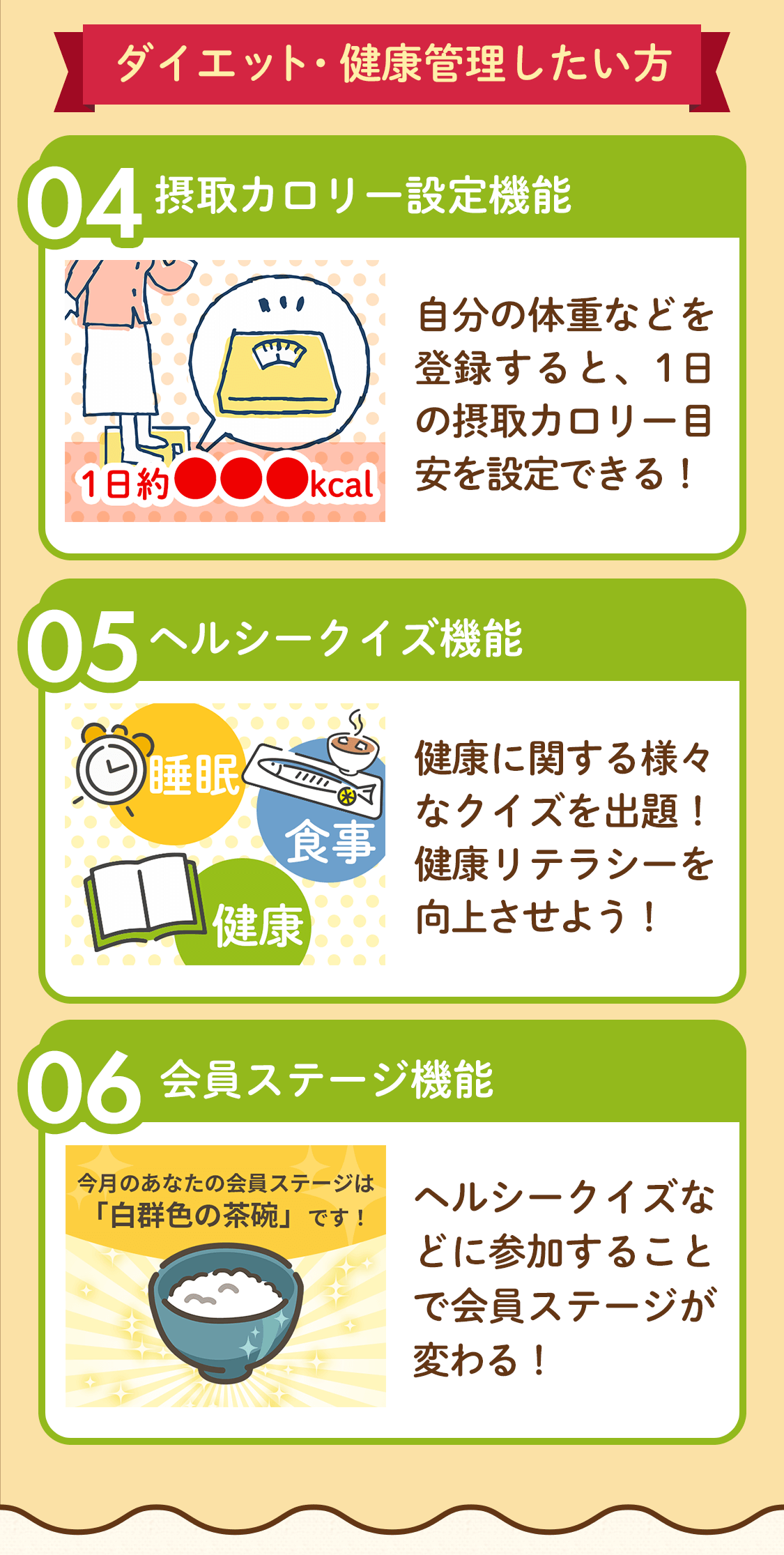 ダイエット・健康管理をしたい方